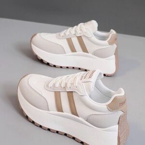 Beige and White Women's Sneakers